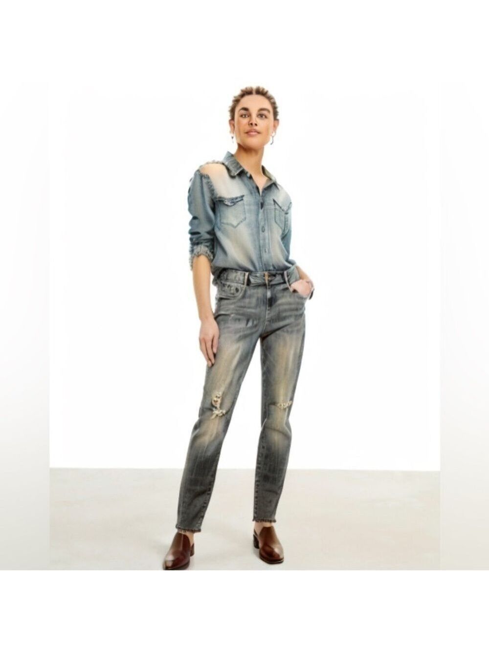 Maurices Plus Size High Rise Ripped Skinny Frayed Hem Jeans